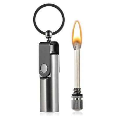 Baiyuheng Permanent Match lighter Keychain Kerosene Waterproof Flint Fire Starter for Outdoor Camping Emergency Survival Gear