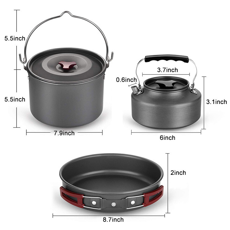 Outdoor Camp Cookwar Enamel Kitchen Tools With Stove Cooking Pots Large Utensils Cast Iron Outside Camping Set Cookware