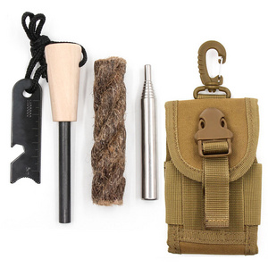 Bushcraft Natural Tinder Fire Starter Rod Jute Rope Wax Survival Multi Tool Camping Backpacking Waterproof Hiking Gears Kit