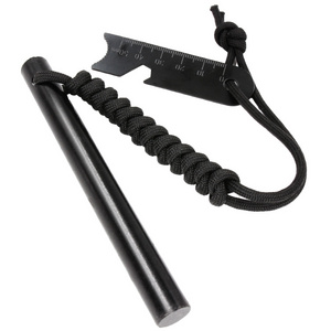 Baiyuheng Survival Ferrocerium Drilled Flint Fire Starter Ferro Rod Kit with Paracord Lanyard Handle and Striker