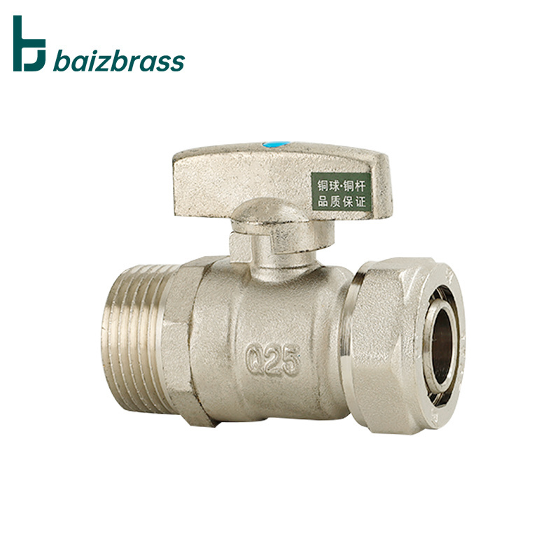 male thread  PEX Aluminum plastic pipe  manual butterfly handle brass ball valve