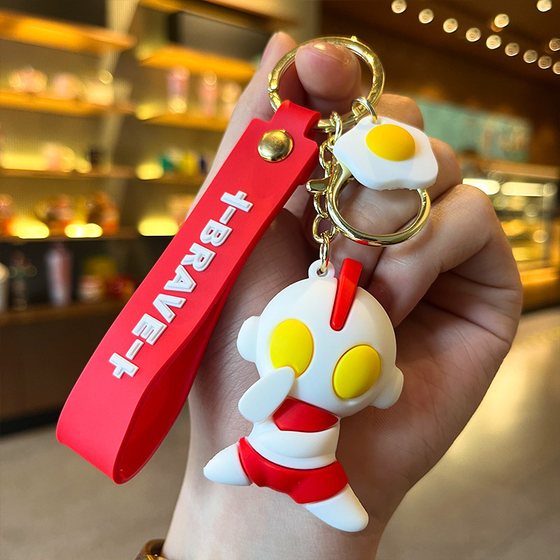 Silicone Anime Doll Ultraman Salty Egg Superman Keychain Schoolbag Pendant Cheap Key Pendant