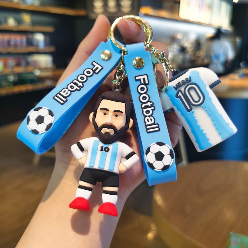 Wholesale Football Cartoon Messi Keychain Doll Pendant Schoolbag Creative Cute Keychain