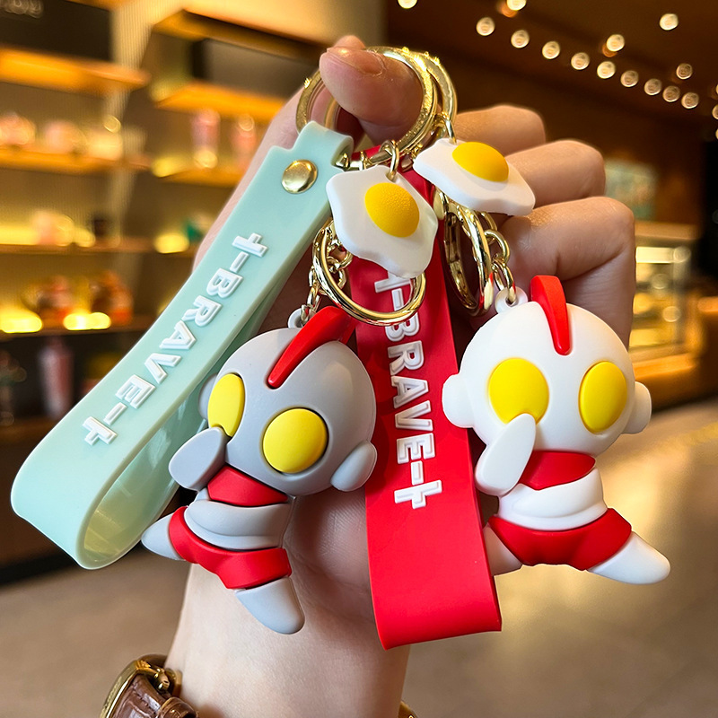 Silicone Anime Doll Ultraman Salty Egg Superman Keychain Schoolbag Pendant Cheap Key Pendant