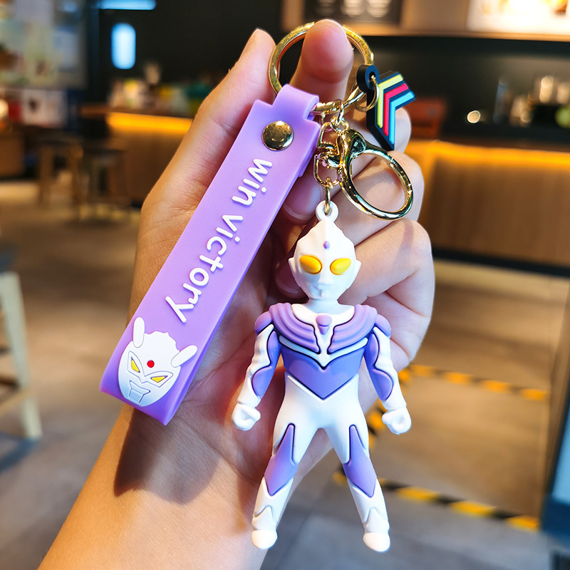 Creative Cute Ultraman Soft Rubber Keychain Wholesale Blind Box Car School Bag Pendant Toy Children's Gift