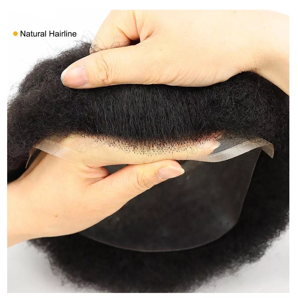 Full Skin 8x10inch American Curly Male Hair Toupee Human Hair African American Wigs Mens Afro Curl Toupee For Black Men