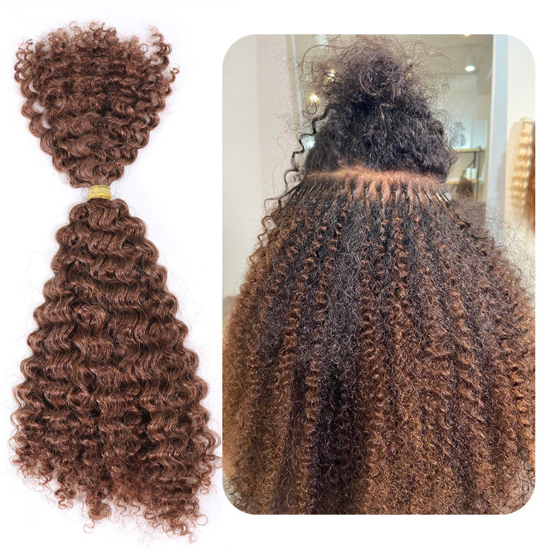 Double Drawn Brazilian Remy Bulk Hair Crochet Braids Kinky Curly Locks Human Hair Extensions For Braiding Hair No Weft