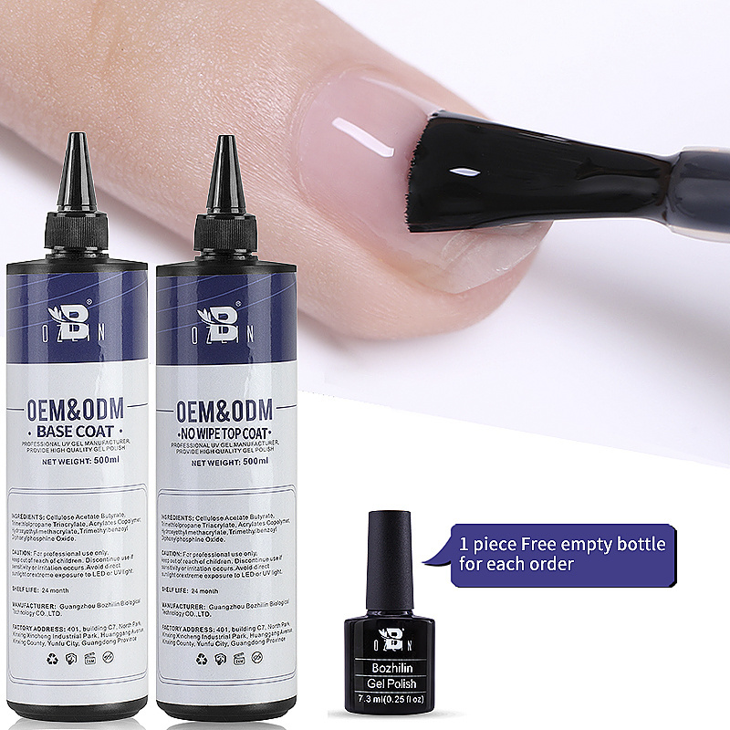 Private Label Custom Logo Hema Free Gel Polish Glue Primer Top Coat Base Gel Nail Polish Bulk