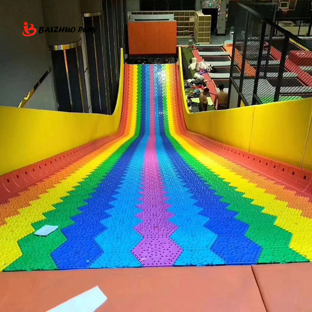 China Supply Outdoor Playground Plastic Dry Ski Rainbow Snow Slip Slide Fun Trampoline Park Equipment