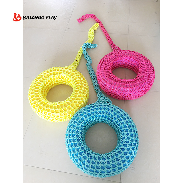 Colorful Round ball net for Kids Donut  Swing Set Nylon Rope tyre Indoor Playground Climbing Nets