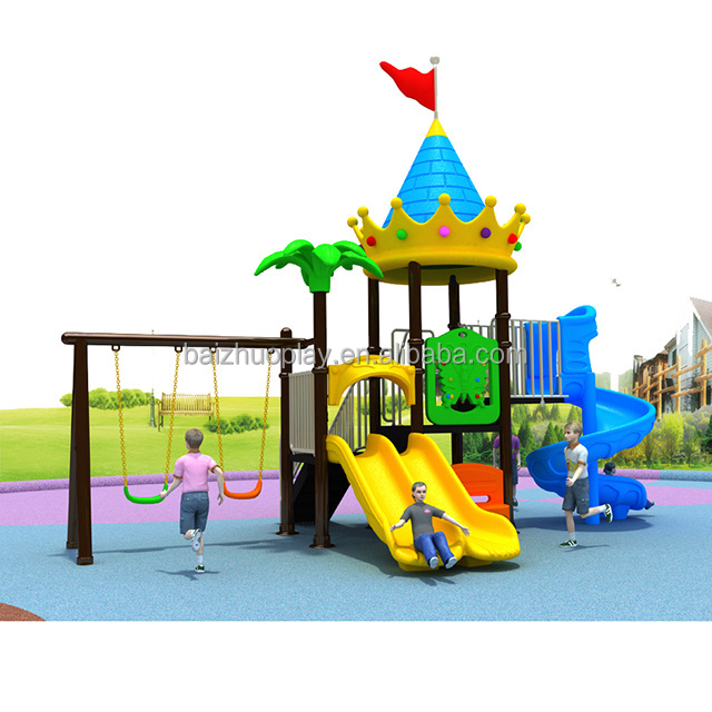 Community Square Park Children Outdoor Courtyard Commercial Amusement Park PVC Plastic Slide And Safety Seat Swing For Sale