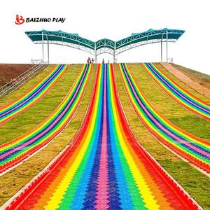 China Supply Outdoor Playground Plastic Dry Ski Rainbow Snow Slip Slide Fun Trampoline Park Equipment