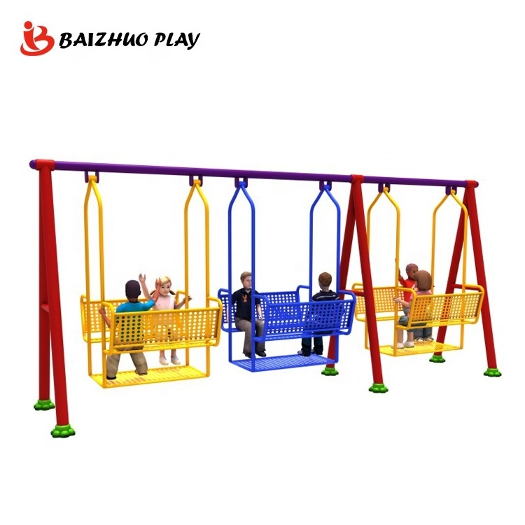 Outdoor Courtyard Kindergarten Kids Play Commercial Community Square Park Parent-Child Large Seats Long Chain Swings For Sale