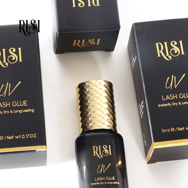 RISI Customize Logo 1s Fast Drying Waterproof UV Lash Extension Glue Flexible UV Light Lash Glue