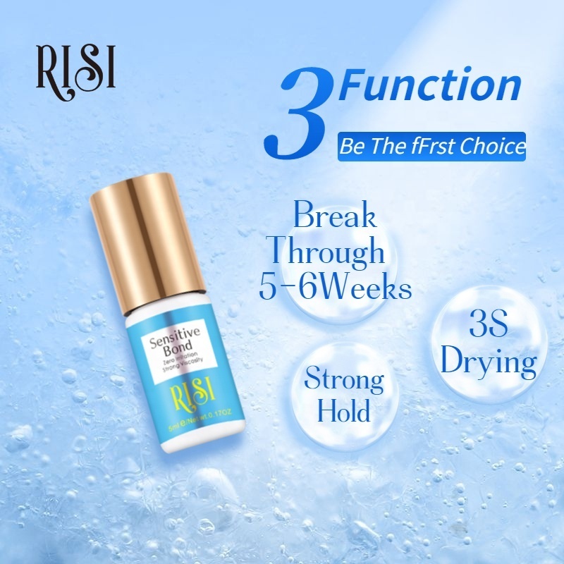 RISI Oem Black Latex Free Hypoallergenic Sensitive Lash Eyelash Extension Glue Lash Adhesive  Custom