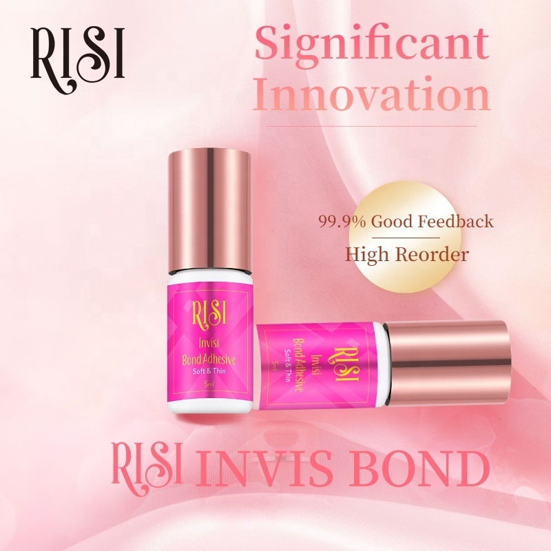 RISI Super Smooth Soft Invisi Eyelash Glue Fast 1S Set Strong Retention Lash Glue Up To 6 Week Black Eyelash Extension Adhesive