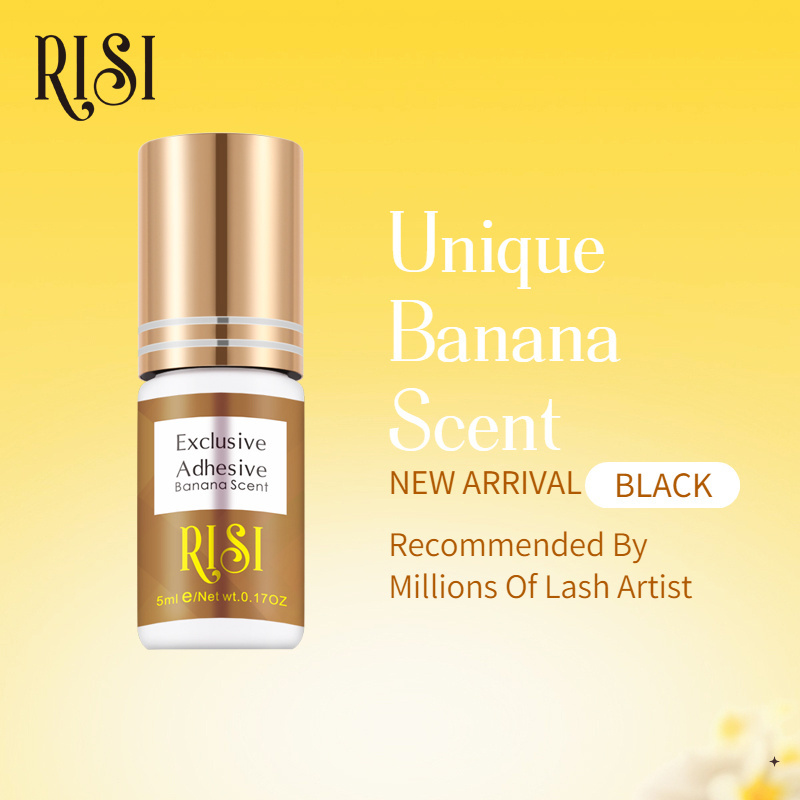 RISI Preium Custom Strong Hold Unique Banana Smell 1-2s Drying Lash Eyelash Extension Adhesive Glue