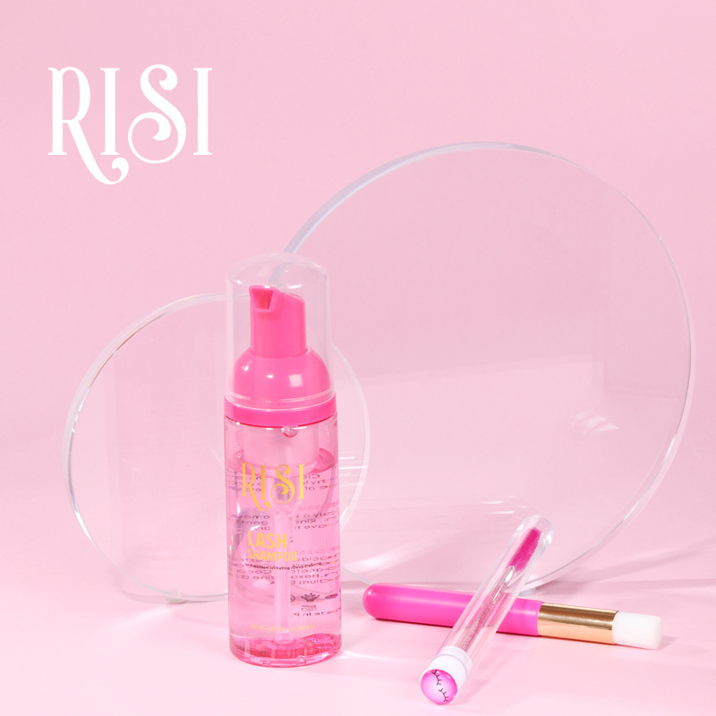 RISI Rose/aloe Fragance Eyelash Extensions Soft Brush Super Gentle Glue Lash Shampoo Kit Anti Bacterial