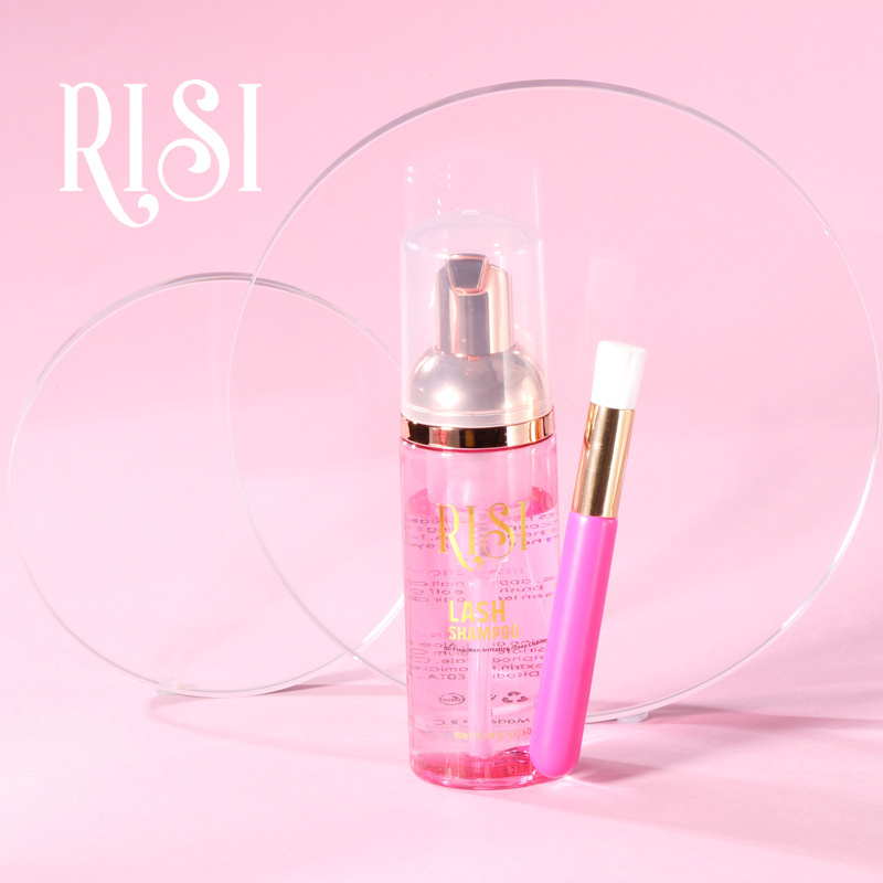 RISI Rose/aloe Fragance Eyelash Extensions Soft Brush Super Gentle Glue Lash Shampoo Kit Anti Bacterial