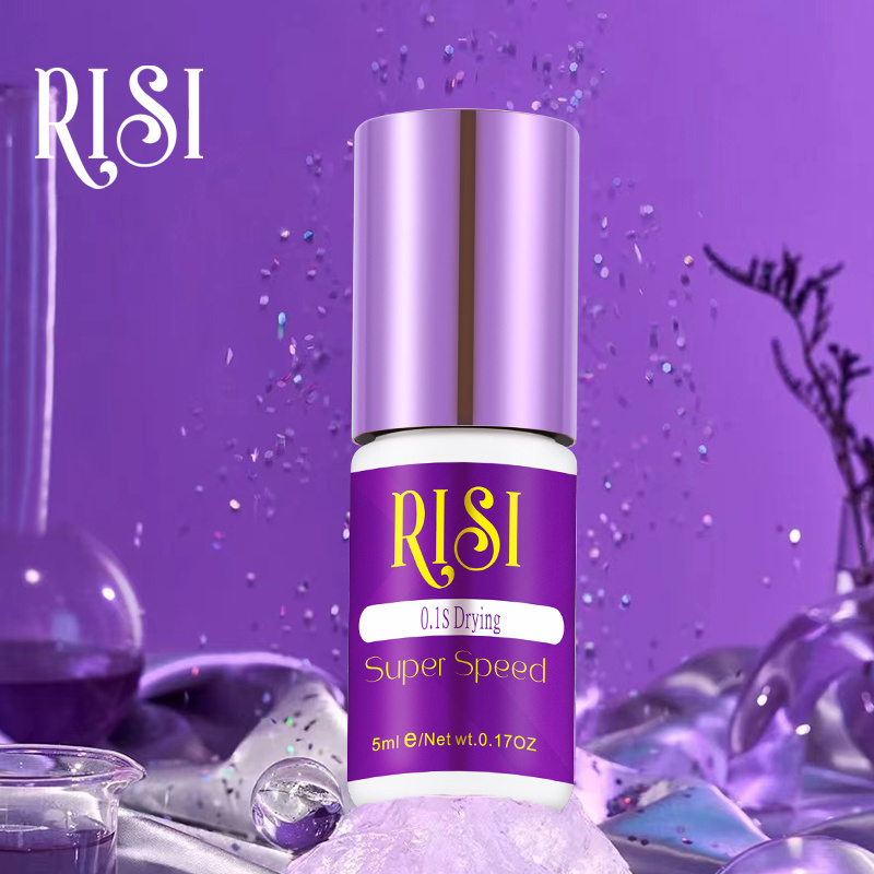 RISI Korean Private Label True Black Eyelash Glue Adhesive 1 Sec Dry Fast Long Retention Formulation