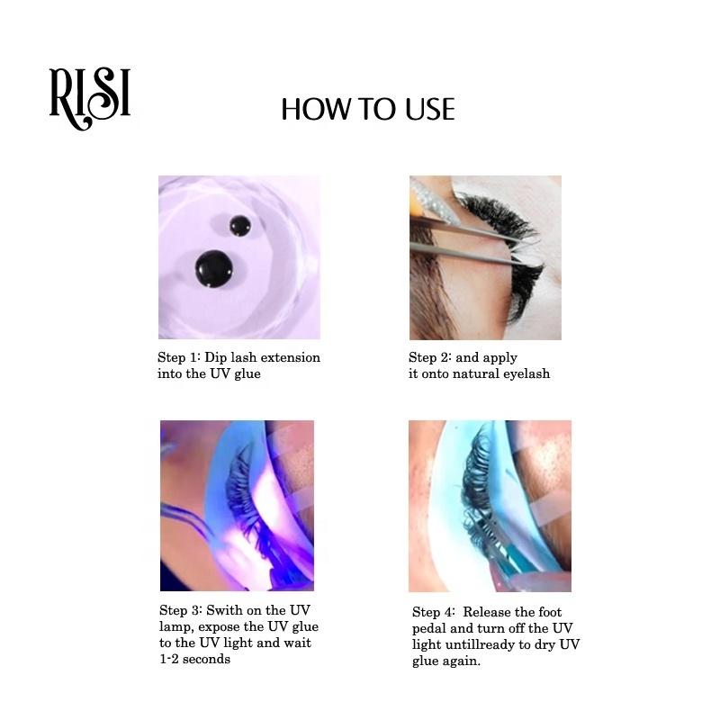 RISI Private Label Strong Hold 1S Fast Drying Whosale UV Lash Extension Glue UV Lash Adhesive Glue