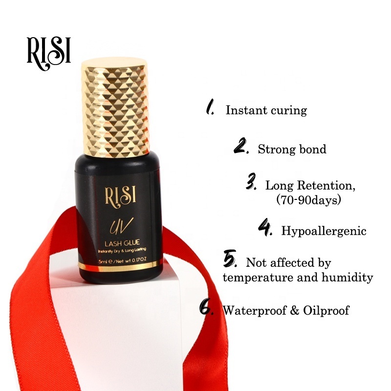 RISI Private Label Strong Hold 1S Fast Drying Whosale UV Lash Extension Glue UV Lash Adhesive Glue