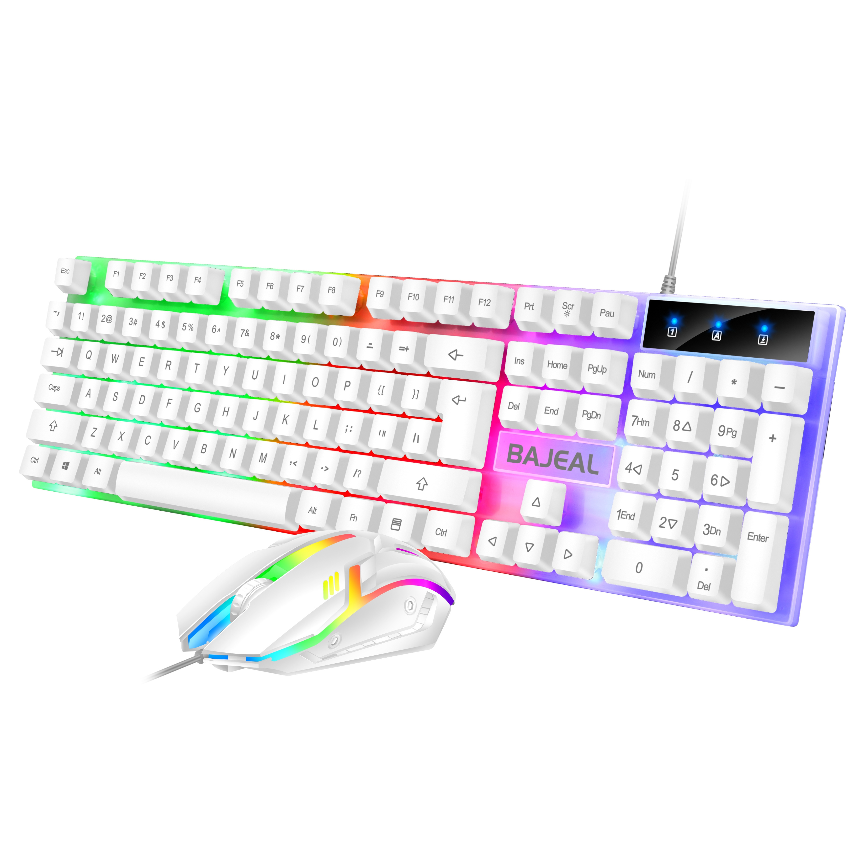 Bajeal T350 LED Light 104 Keys USB Wired Mechanical Feel Gaming Keyboard Mouse Combos