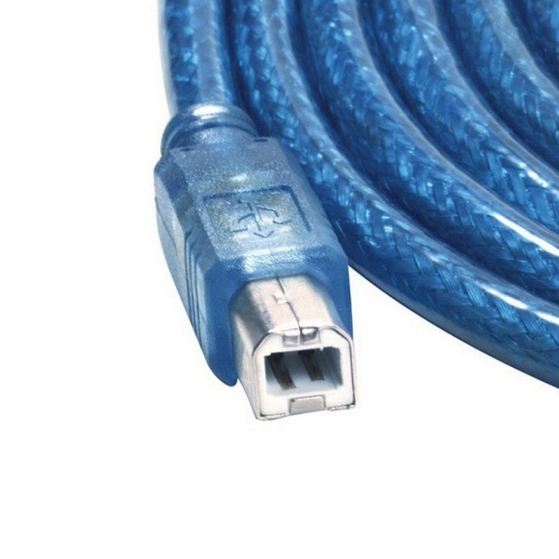 Square port transparent blue USB2.0 printer data cable usb print line AM to BM Extension cord with magnetic ring Shield