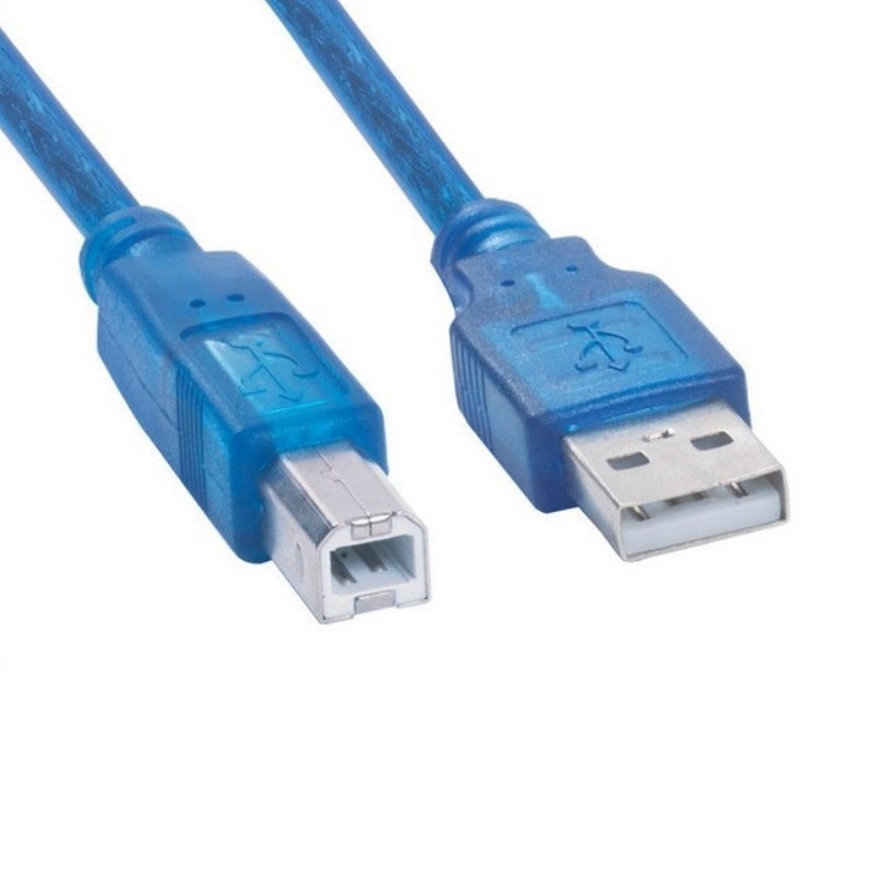 Square port transparent blue USB2.0 printer data cable usb print line AM to BM Extension cord with magnetic ring Shield