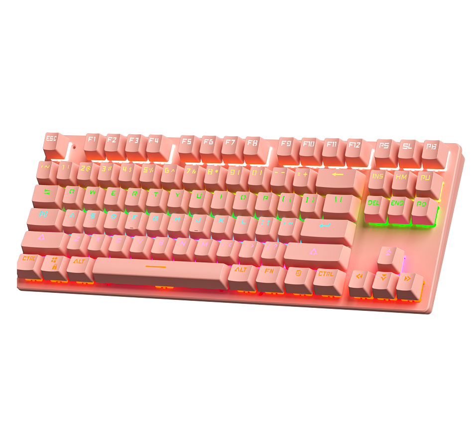 BAJEAL new style RGB Mechanical Keyboard 87Keys Blue Switch Wired Backlit Rainbow Gaming Mechanical Keyboard for girl boy gamer