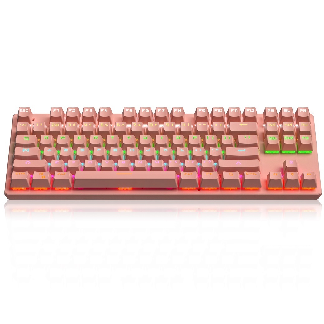 BAJEAL new style RGB Mechanical Keyboard 87Keys Blue Switch Wired Backlit Rainbow Gaming Mechanical Keyboard for girl boy gamer