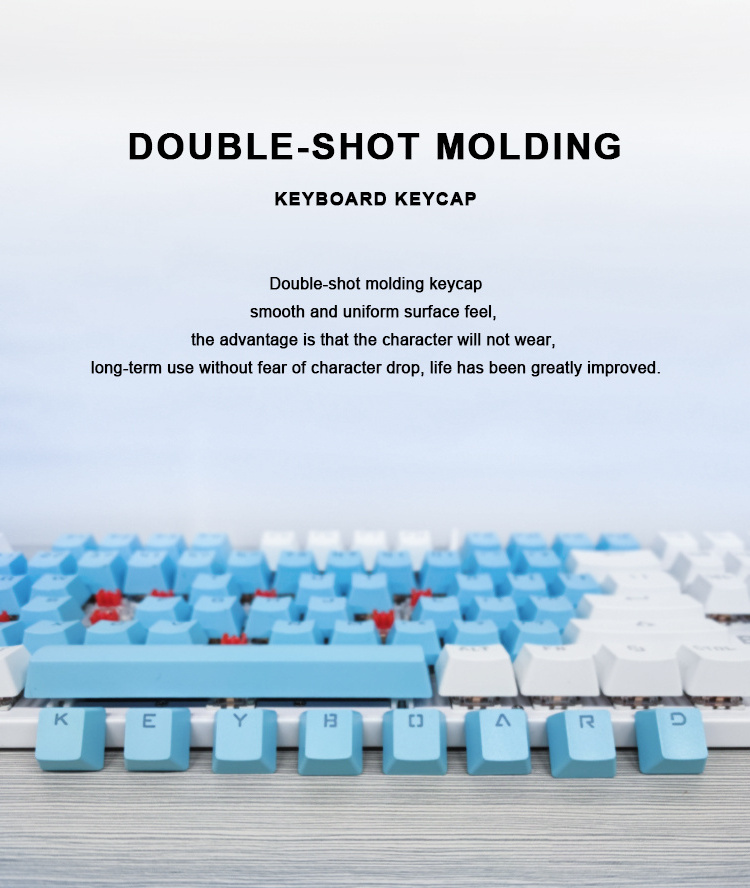 K500 104 keys blue+white gaming keyboard RGB colorful wired red switch gaming mechanical keyboard