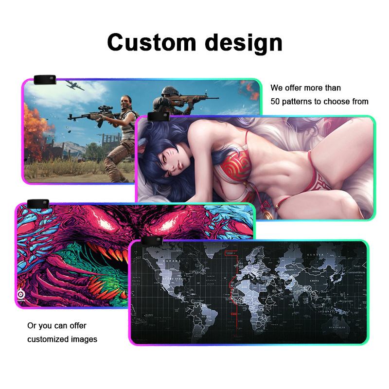 Wholesale hot large personalise custom logo RGB Gaming Mouse Pads