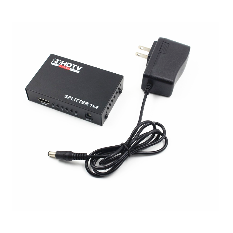 HD 2.0 1*4 switch splitter 1 in 4 out 1080P 3D Ultra 2K HDCP 4Way Signal Mini hd splitter Amplifier with power adapter