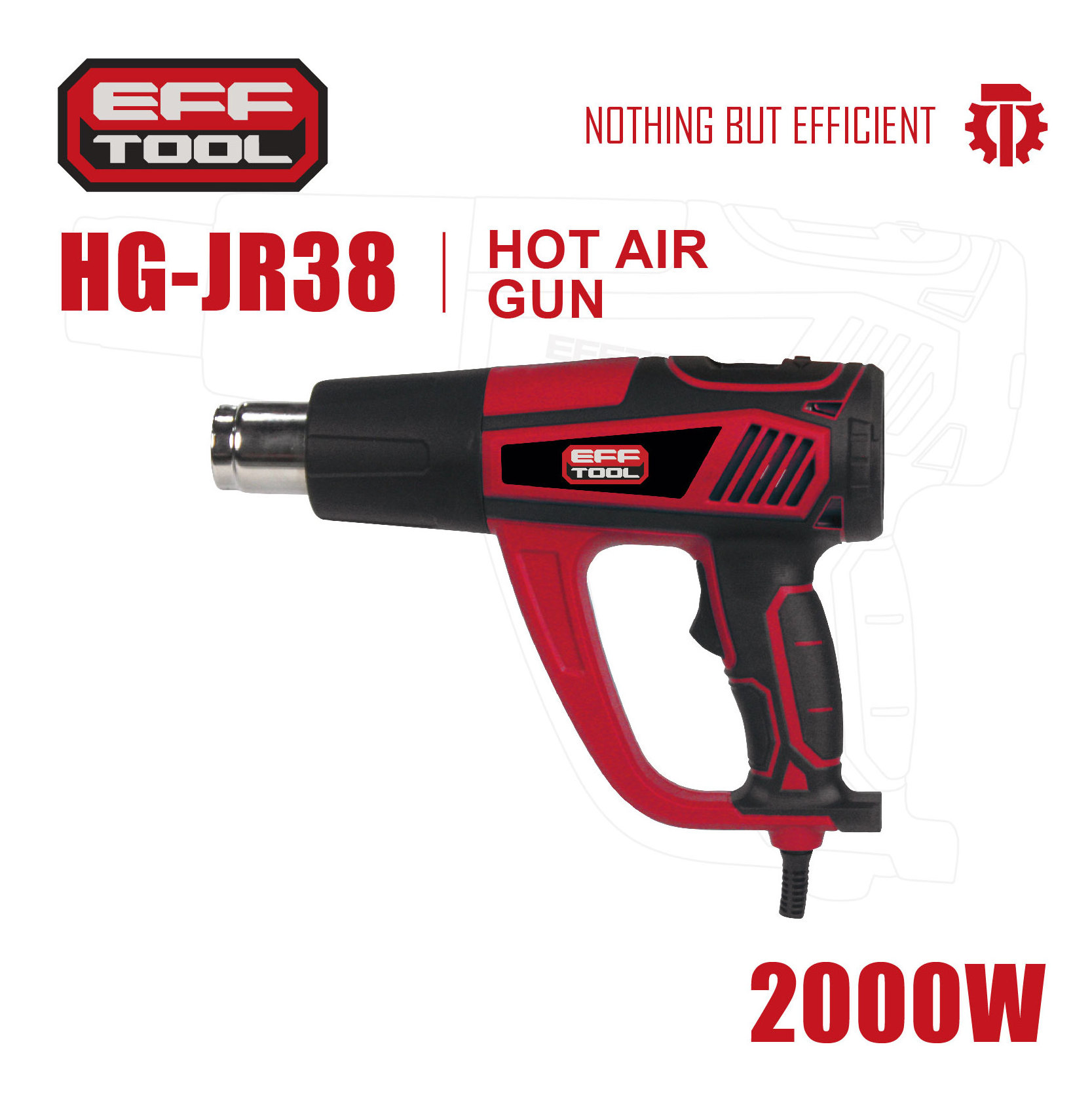 2000w Temperature Adjustable Digital Display Plastic Shrinking Heat Tools Electric Power Industrial Hot Air Gun