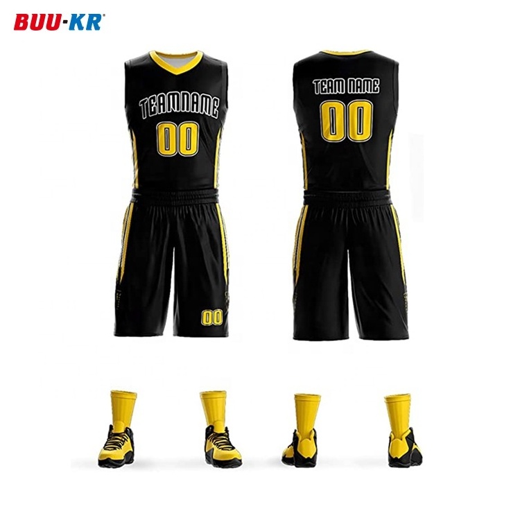 Buker Custom Design Retro Sublimation Reversible Basket Ball Kids Singlets Vests Kit Set Shirt Men Basketball Uniform Jersey