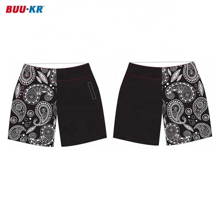 Buker Polyester Breathable Red Custom Mens Mesh Paisley Bandana Printed Shorts With Side Pockets Rear Pocket