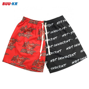 Buker Mesh Short Custom Logo Polyester Breathable,Above The Knee Men 5 Inch Inseam Double Layer Custom Mesh Shorts With Pockets