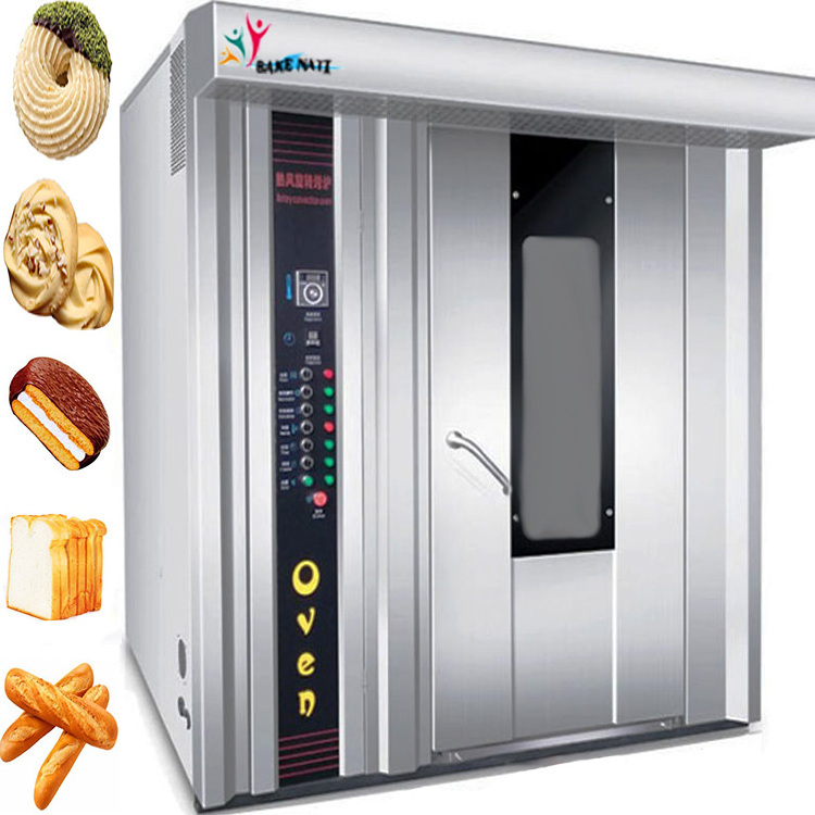 Industrial Cookie Biscuit Cake Bread Rotating Baking Rack Oven Bakery 32 64 Trays Electric Diesel Gas Rotary Oven Price