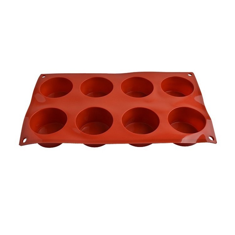 Hot sell 8 link round food grade silicone muffin mold for pancake making