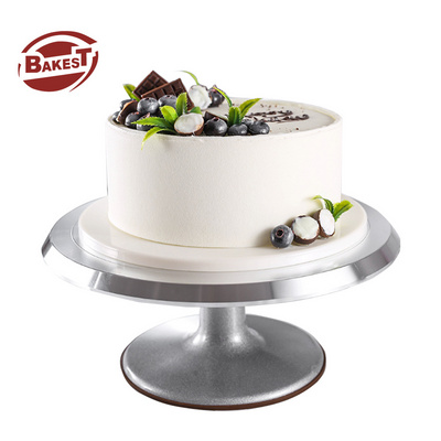 BAKEST Silver Stainless Steel Base Cake Decorating Revolving Rotating Decoration Stand Aluminum Alloy Cake Turntable