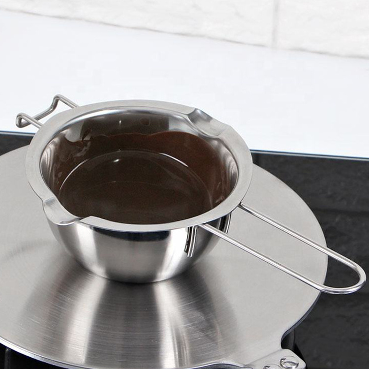 DIY Chocolate Melting Pot Butter Heating Warmer Bowl Fondue Candy Pot Stainless Steel Chocolate Melting Bowl With Long Handle