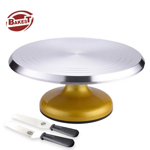 Bakest Wholesale Gold Metal Aluminum Alloy Cake Decorating Supplies Cake Rotating Turntable  For Cake Stand