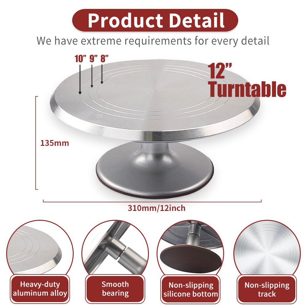 Bakest Wholesale Gold Metal Aluminum Alloy Cake Decorating Supplies Cake Rotating Turntable  For Cake Stand