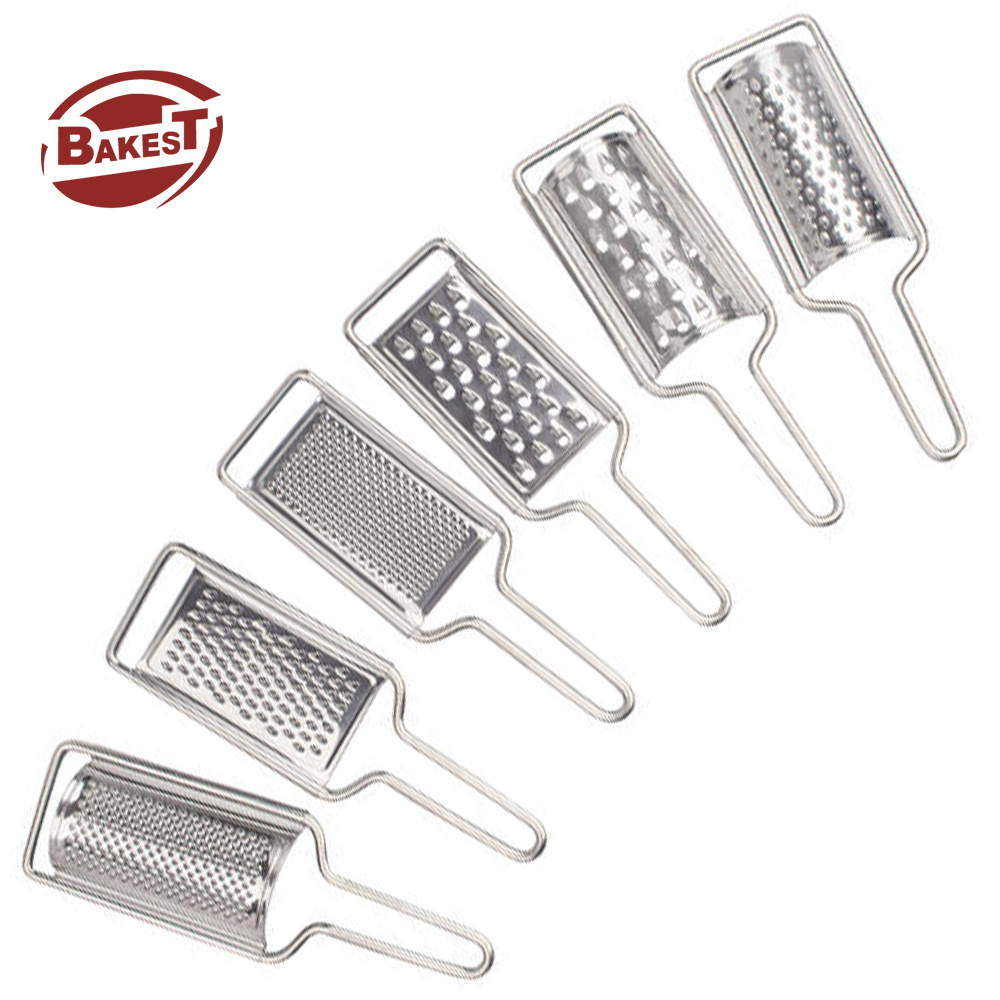 Bakest 6 Styles Grater With Handle Stainless Steel Citrus Zester & Cheese Carrot Onion Vegetable Fruit Grater Kitchen Peeler