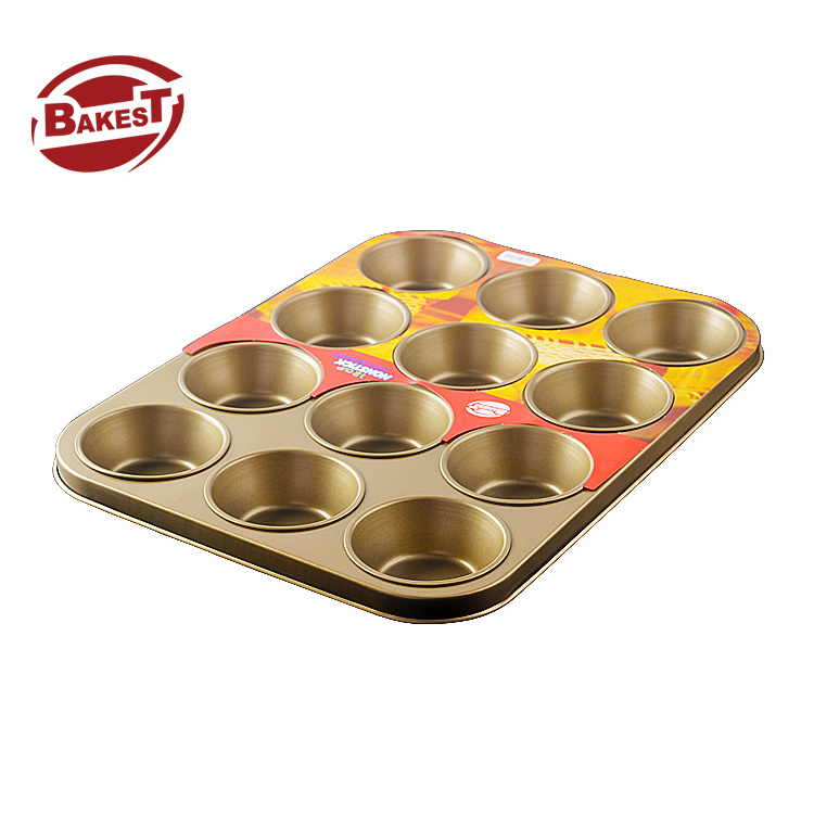 Bakest Golden Non Stick Cupcake Muffin Cake Pan Baking Muffin Tray Baking Mould