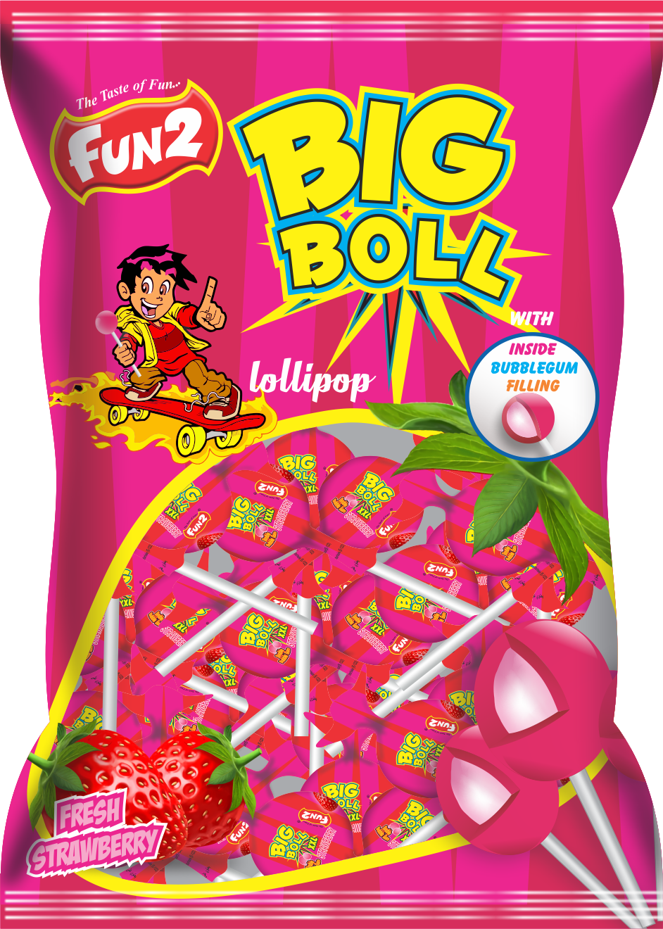 Funny Shaped new Design pack Gummy Jelly big lollipops candy 24 gm big boll bubblegum lollipop tiptop lollipop.