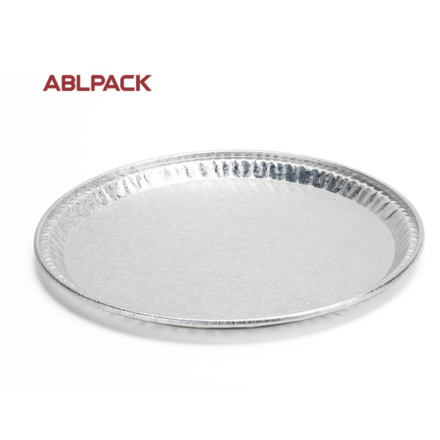 ABL 630ML round aluminium foil container takeaway foil food container Disposable embossing or flat dish pizza pan for party