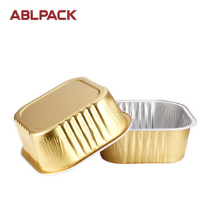 300ML Disposable Square Shaped Aluminum Foil Plate For Baking With Plastic Lids Muslim EID Loaf Pan