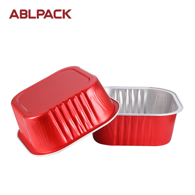 300ML Disposable Square Shaped Aluminum Foil Plate For Baking With Plastic Lids Muslim EID Loaf Pan